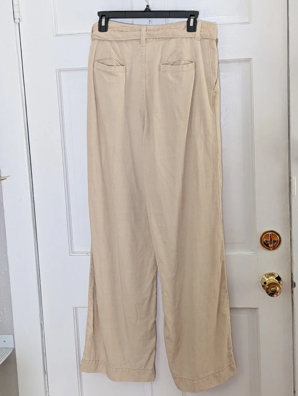 Mango Lyocell Linen Blend Wide Leg Pants Beige Size S